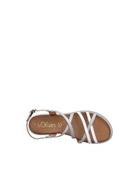 silberne flache Sandalen aus Leder von s.Oliver