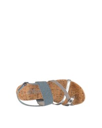 silberne flache Sandalen aus Leder von s.Oliver
