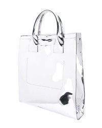 silberne Shopper Tasche aus Leder mit Fransen von MM6 MAISON MARGIELA