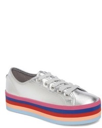 silberne Gummi niedrige Sneakers