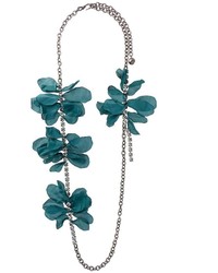 silberne Halskette mit Blumenmuster von Lanvin