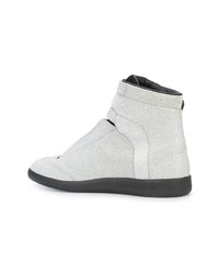 silberne hohe Sneakers aus Leder von Maison Margiela