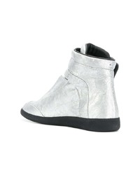 silberne hohe Sneakers aus Leder von Maison Margiela