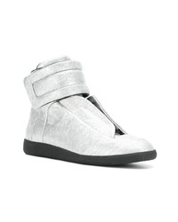 silberne hohe Sneakers aus Leder von Maison Margiela