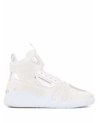 silberne hohe Sneakers aus Leder von Giuseppe Zanotti