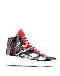 silberne hohe Sneakers aus Leder von Givenchy