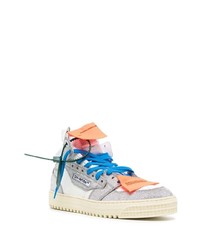 silberne hohe Sneakers aus Leder von Off-White