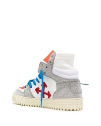 silberne hohe Sneakers aus Leder von Off-White