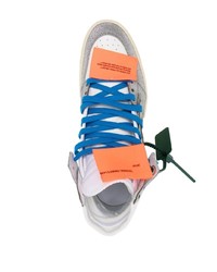 silberne hohe Sneakers aus Leder von Off-White