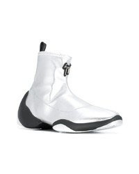 silberne hohe Sneakers aus Leder von Giuseppe Zanotti Design