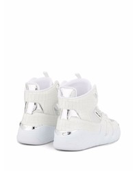 silberne hohe Sneakers aus Leder von Giuseppe Zanotti