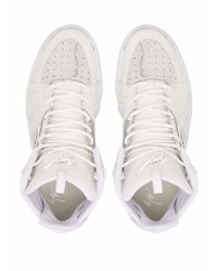 silberne hohe Sneakers aus Leder von Giuseppe Zanotti