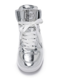 silberne hohe Sneakers aus Leder von MICHAEL Michael Kors