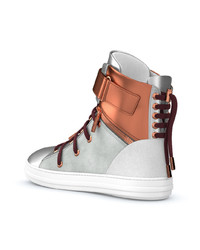 silberne hohe Sneakers aus Leder von Swear