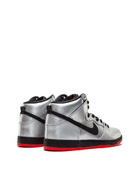 silberne hohe Sneakers aus Leder von Nike