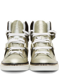 silberne hohe Sneakers aus Leder von Jimmy Choo