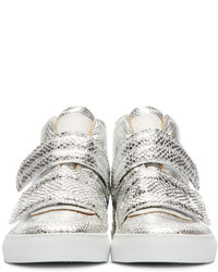 silberne hohe Sneakers aus Leder von MM6 MAISON MARGIELA