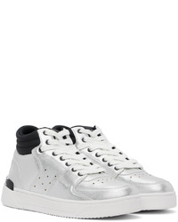 silberne hohe Sneakers aus Leder von VERSACE JEANS COUTURE