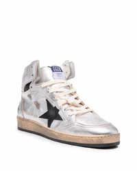 silberne hohe Sneakers aus Leder von Golden Goose