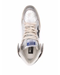 silberne hohe Sneakers aus Leder von Golden Goose