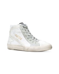 silberne hohe Sneakers aus Leder von Golden Goose Deluxe Brand