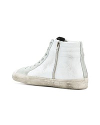 silberne hohe Sneakers aus Leder von Golden Goose Deluxe Brand