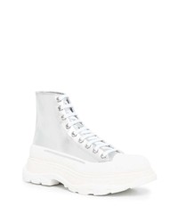 silberne hohe Sneakers aus Leder von Alexander McQueen