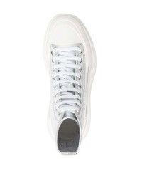 silberne hohe Sneakers aus Leder von Alexander McQueen