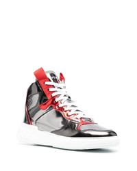 silberne hohe Sneakers aus Leder von Givenchy