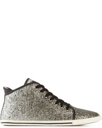 silberne hohe Sneakers aus Pailletten von Marc by Marc Jacobs