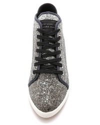 silberne hohe Sneakers aus Pailletten von Marc by Marc Jacobs