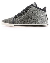 silberne hohe Sneakers aus Pailletten von Marc by Marc Jacobs