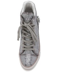 silberne hohe Sneakers aus Pailletten von Ash