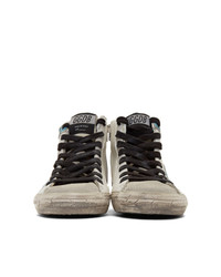 silberne hohe Sneakers aus Pailletten von Golden Goose