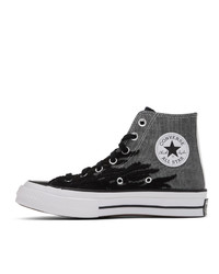 silberne hohe Sneakers aus Segeltuch von Converse