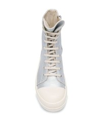 silberne hohe Sneakers aus Segeltuch von Rick Owens DRKSHDW