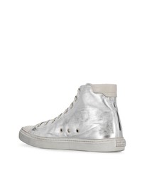 silberne hohe Sneakers von Saint Laurent