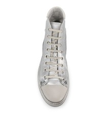 silberne hohe Sneakers von Saint Laurent