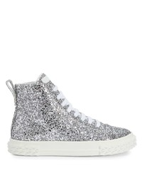 silberne hohe Sneakers von Giuseppe Zanotti