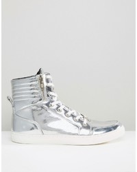 silberne hohe Sneakers von Asos