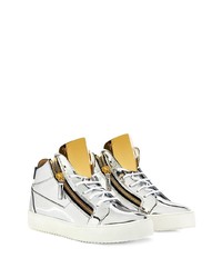 silberne hohe Sneakers von Giuseppe Zanotti