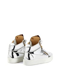 silberne hohe Sneakers von Giuseppe Zanotti