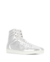 silberne hohe Sneakers von Saint Laurent