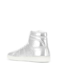 silberne hohe Sneakers von Saint Laurent