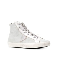 silberne hohe Sneakers von Philippe Model