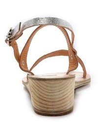 silberne Keilsandaletten aus Leder von Ancient Greek Sandals