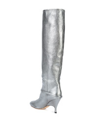 silberne kniehohe Stiefel aus Leder von Alchimia Di Ballin