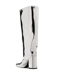 silberne kniehohe Stiefel aus Leder von MM6 MAISON MARGIELA