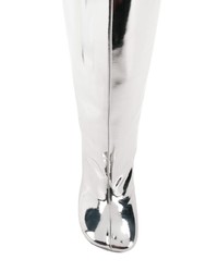 silberne kniehohe Stiefel aus Leder von MM6 MAISON MARGIELA