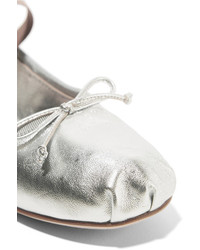 silberne Leder Ballerinas von Miu Miu